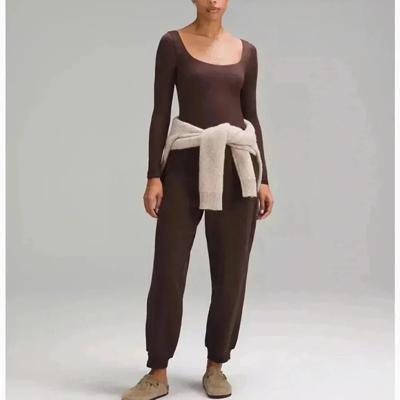 Lululemon Bodysuit Brown Nulu Square Neck Open Back Long Sleeve NWT Size 1X - Picture 1 of 11